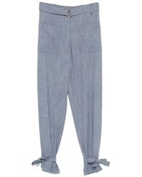 Liu Jo - Belted Bow-Detail Trousers - Lyst