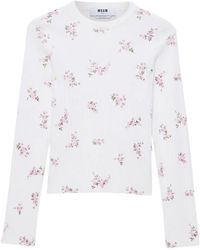 MSGM - Haut En Maille À Fleurs - Lyst