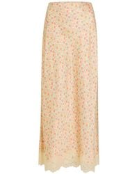 RIXO London - Matilde Floral-Print Lace-Trim Midi Skirt - Lyst