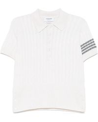 Thom Browne - 4 Bar Stripe Poloshirt Mit Zopfmuster - Lyst