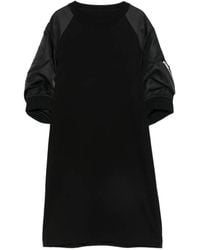 Sacai - Vestido Midi Con Mangas De Satén Y Detalle De Bolsillo - Lyst