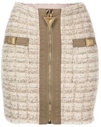 Balmain - Tweed-Minirock Mit Reißverschluss - Lyst
