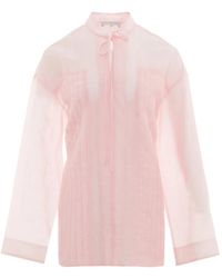 Lee Mathews - Pleated Semi-Sheer Blouse - Lyst