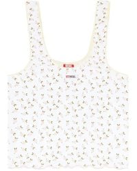 DIESEL - Stretch Cotton Top With Floral Print - Lyst