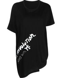 Y's Yohji Yamamoto - Asymmetrisches T-Shirt mit Print - Lyst