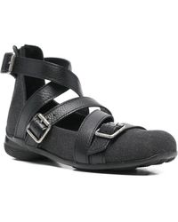 OPEN YY Cross Buckle Ballerina Flats in Black | Lyst