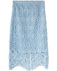 Burberry - Lace-Embroidery Pencil Skirt - Lyst