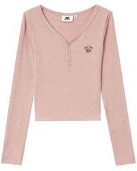 Chocoolate - Ribbed-Knit Heart-Motif Long-Sleeved Cropped T-Shirt - Lyst