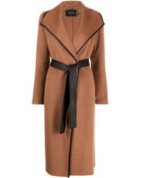 Tahari - Faux Leather-Trim Belted Coat - Lyst