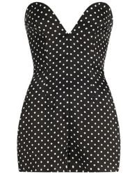 Jean Paul Gaultier - The Polka-Dot Polka Dot-Printed Silk Bustier Playsuit With Contoured Sweetheart Neckline - Lyst