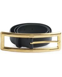 Mugler - Cinturón Con Hebilla Rectangular Dorada - Lyst