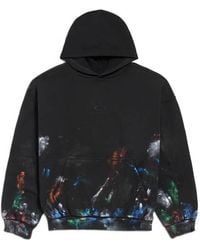 Balenciaga - Paint-Splatter Logo-Embroidered Hoodie - Lyst