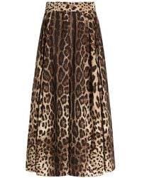 Dolce & Gabbana - Leo Print Cotton Skirt - Lyst