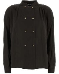 Giorgio Armani - Zijden Blouse Met Dubbele Rij Knopen - Lyst