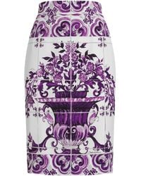 Dolce & Gabbana - 'Maiolica' Imprimer la jupe de soie - Lyst