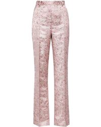 Tory Burch - Floral-jacquard Satin Trousers - Lyst