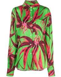 Louisa Ballou - Floral-Print Long-Sleeve Shirt - Lyst