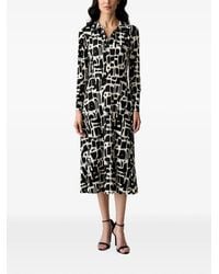 Morgan - Abstract-Print Button-Down Midi Dress - Lyst