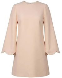 Valentino Garavani - Robe Courte À Bords Festonnés Et Manches Évasées - Lyst