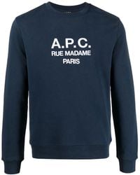 A.P.C. - Sweatshirt Mit Logo-Stickerei - Lyst