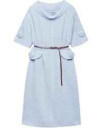 Prada Moulin Wool Knit Dress in Blue | Lyst