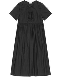 Ganni - Langes Kleid aus Baumwollpopeline - Lyst