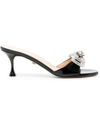 Mach & Mach - 65 Double Bow Patent Leather Mules In Black - Lyst