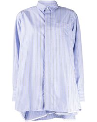 Sacai - Striped Ruffle-trim Cotton Shirtdress - Lyst