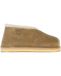Miu Miu - Wildlederstiefel mit Shearling-Besatz - Lyst