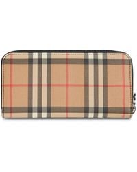 Burberry Vintage Check And Leather Ziparound Wallet - Multicolour