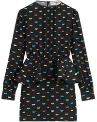 Fiorucci - Peplum-Waist Graphic-Print Mini Dress - Lyst