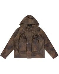 Who Decides War - Hooded Pocket Leather Jacket - Lyst