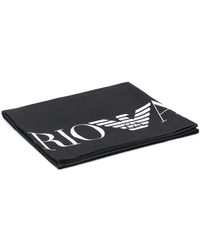 EA7 Serviette à logo imprimé - Noir