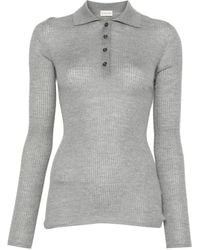 Moncler - Longe Sleeve Wool Polo Top - Lyst