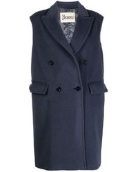 Herno - Velour-effect Double-breasted Coat - Lyst