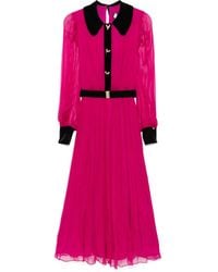 Nissa - Belted Silk Midi Dress - Lyst