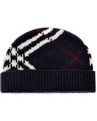 Burberry - Check Cashmere Blend Beanie - Lyst