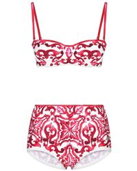 Dolce & Gabbana - Balconette-Bikini Mit Panty Majolika-Print - Lyst