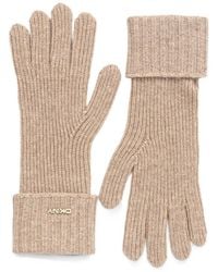 DKNY - Logo-Plaque Ribbed-Knit Gloves - Lyst