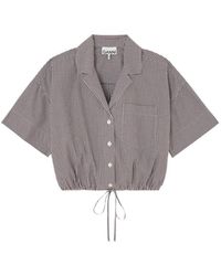 Ganni - Check Cropped Shirt - Lyst