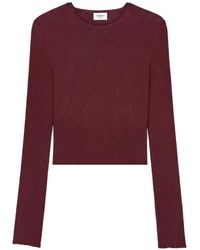 Saint Laurent - Geribbelde Kasjmier, Wol En Zijde Top Met Ronde Hals - Lyst