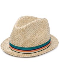 Paul Smith Fedora mit gestreiftem Band - Mehrfarbig