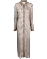 Marine Serre - Moon Diamant Silk Crepon Button Up Dress - Lyst