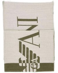 Emporio Armani - Two-Tone Logo Fringed Scarf - Lyst