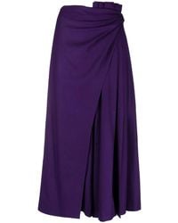 Alberta Ferretti - Draped Stretch-Wool Midi Skirt - Lyst