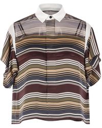 Sacai - Striped Ruffled Shirt - Lyst
