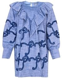 amelia floral mini dress Amelia Button Short Dress - Crescent Flower Kashmir Organic