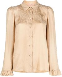 Twinset - Animal-Print Ruffle-Cuffs Shirt - Lyst