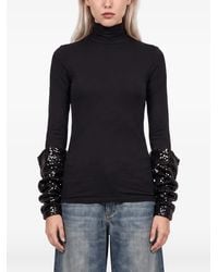 DARKPARK - Sequin-Embellished Ruched-Sleeve Top - Lyst