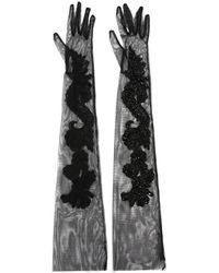 Alberta Ferretti - Embroidered-Design Elbow-Length Gloves - Lyst
